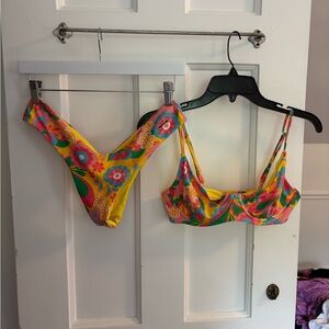 Blackbough Floral Bikini Set in Pink, Yellow, and Blue